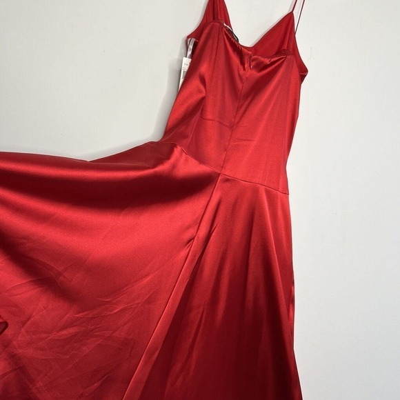 De Laru Red Satin Midi Dress Vtg Spaghetti Straps Y2K Womens 5/6 Deadstock *Read - Picture 5 of 16
